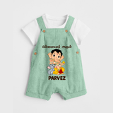 Cute Bal Ganesha Blessings Printed Dungaree - MINT GREEN - 0 - 5 Months Old (Chest 18")