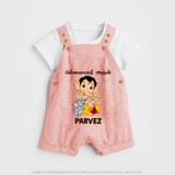 Cute Bal Ganesha Blessings Printed Dungaree - PEACH - 0 - 5 Months Old (Chest 18")