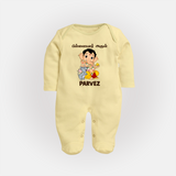 Cute Bal Ganesha Blessings Printed Fullbody Suit - PASTEL YELLOW - New Born (Chest 7.5")
