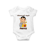 Cute Bal Ganesha Blessings Printed Romper - WHITE - New Born (Chest 14")