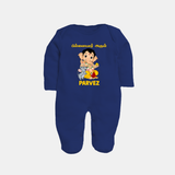 Cute Bal Ganesha Blessings Printed Fullbody Suit - NAVY BLUE - New Born (Chest 7.5")