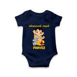 Cute Bal Ganesha Blessings Printed Romper - NAVY BLUE - New Born (Chest 14")