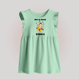 Dancing Ganesha Festive Vibes Printed Baby Frock - MINT GREEN - 0 - 3 Months Old (Chest 17")