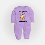 Dancing Ganesha Festive Vibes Printed Fullbody Suit - LILAC - New Born (Chest 7.5")