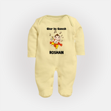 Dancing Ganesha Festive Vibes Printed Fullbody Suit - PASTEL YELLOW - New Born (Chest 7.5")