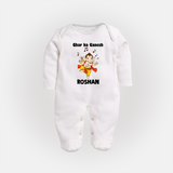 Dancing Ganesha Festive Vibes Printed Fullbody Suit - WHITE - New Born (Chest 7.5")