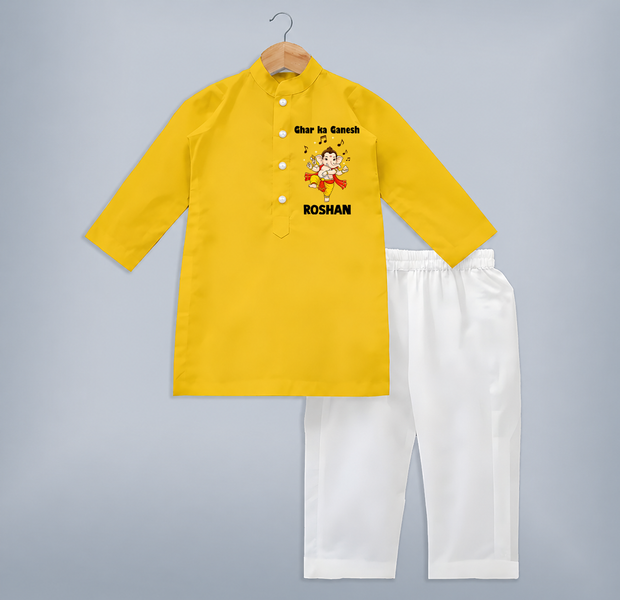 Ghar Ka Ganesh Musical Joy Printed Kurta Set - CHROME YELLOW - 3 - 6 Months Old (Chest 24", Kurta Length 14'', Waist 19", Pant Length 14")