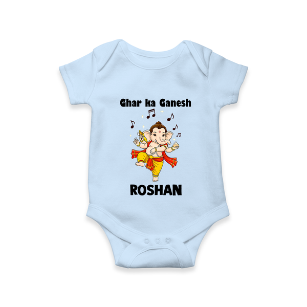 Dancing Ganesha Festive Vibes Printed Romper - BABY BLUE - New Born (Chest 14")