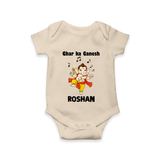 Dancing Ganesha Festive Vibes Printed Romper - IVORY - New Born (Chest 14")