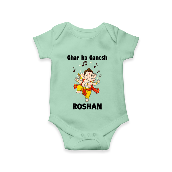 Dancing Ganesha Festive Vibes Printed Romper - MINT GREEN - New Born (Chest 14")