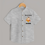 Dancing Ganesha Festive Vibes Printed Shirt - GREY - 0 - 6 Months Old (Chest 23")