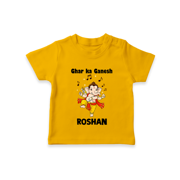 Dancing Ganesha Festive Vibes Printed T Shirt - CHROME YELLOW - 0-5 Months Old (Chest 17")
