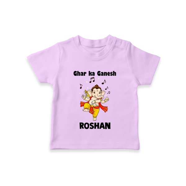Dancing Ganesha Festive Vibes Printed T Shirt - LILAC - 0-5 Months Old (Chest 17")