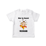 Dancing Ganesha Festive Vibes Printed T Shirt - WHITE - 0-5 Months Old (Chest 17")