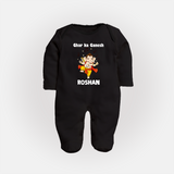 Dancing Ganesha Festive Vibes Printed Fullbody Suit - BLACK - New Born (Chest 7.5")