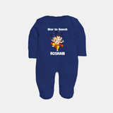 Dancing Ganesha Festive Vibes Printed Fullbody Suit - NAVY BLUE - New Born (Chest 7.5")