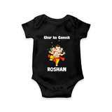 Dancing Ganesha Festive Vibes Printed Romper - BLACK - New Born (Chest 14")