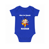 Dancing Ganesha Festive Vibes Printed Romper - COBALT BLUE - New Born (Chest 14")