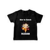 Dancing Ganesha Festive Vibes Printed T Shirt - BLACK - 0-5 Months Old (Chest 17")