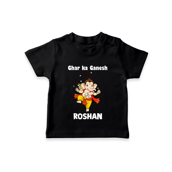 Dancing Ganesha Festive Vibes Printed T Shirt - BLACK - 0-5 Months Old (Chest 17")