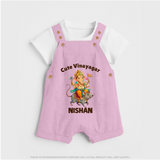 Cute Vinayagar Divine Ride Printed Dungaree - BABY PINK - 0 - 5 Months Old (Chest 18")