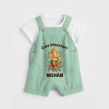 Cute Vinayagar Divine Ride Printed Dungaree - MINT GREEN - 0 - 5 Months Old (Chest 18")