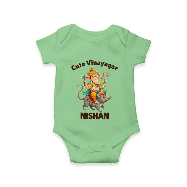 Cute Vinayagar Divine Ride Printed Romper - GREEN - New Born (Chest 14")