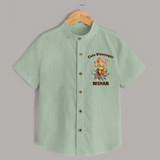 Cute Vinayagar Divine Ride Printed Shirt - MINT GREEN - 0 - 6 Months Old (Chest 23")