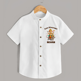 Cute Vinayagar Divine Ride Printed Shirt - WHITE - 0 - 6 Months Old (Chest 23")