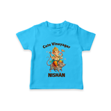 Cute Vinayagar Divine Ride Printed T Shirt - SKY BLUE - 0-5 Months Old (Chest 17")