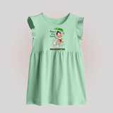 Bappa's Little Fan Ganesha Celebration Printed Baby Frock - MINT GREEN - 0 - 3 Months Old (Chest 17")