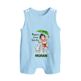 Bappa's Little Fan Ganesha Celebration Printed Button Romper - BABY BLUE - New Born (Chest 18")