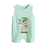 Bappa's Little Fan Ganesha Celebration Printed Button Romper - MINT GREEN - New Born (Chest 18")