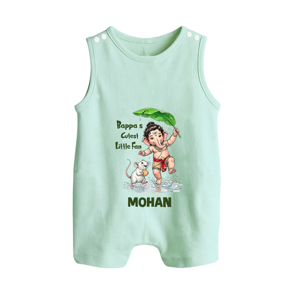 Bappa's Little Fan Ganesha Celebration Printed Button Romper - MINT GREEN - New Born (Chest 18")