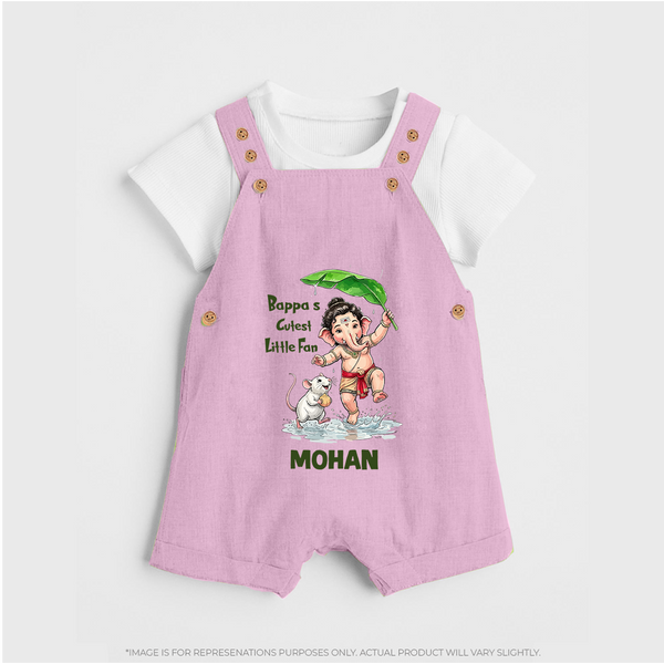 Bappa's Little Fan Ganesha Celebration Printed Dungaree - BABY PINK - 0 - 5 Months Old (Chest 18")