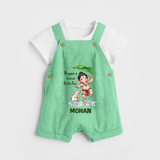 Bappa's Little Fan Ganesha Celebration Printed Dungaree - GREEN - 0 - 5 Months Old (Chest 18")
