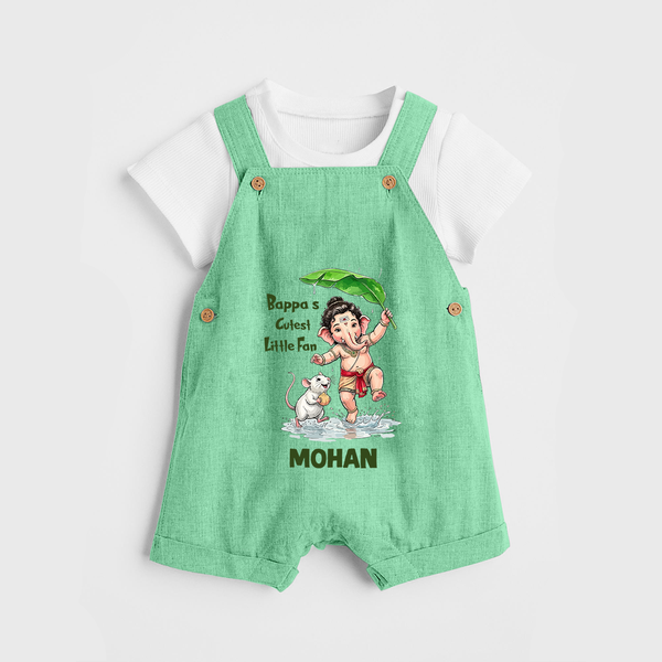 Bappa's Little Fan Ganesha Celebration Printed Dungaree - GREEN - 0 - 5 Months Old (Chest 18")