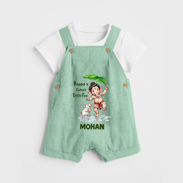 Bappa's Little Fan Ganesha Celebration Printed Dungaree - MINT GREEN - 0 - 5 Months Old (Chest 18")