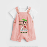 Bappa's Little Fan Ganesha Celebration Printed Dungaree - PEACH - 0 - 5 Months Old (Chest 18")