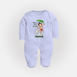 Bappa's Little Fan Ganesha Celebration Printed Fullbody Suit - BABY BLUE - New Born (Chest 7.5")