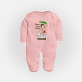 Bappa's Little Fan Ganesha Celebration Printed Fullbody Suit - BABY PINK - New Born (Chest 7.5")