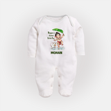 Bappa's Little Fan Ganesha Celebration Printed Fullbody Suit - WHITE - New Born (Chest 7.5")