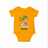 Bappa's Little Fan Ganesha Celebration Printed Romper - CHROME YELLOW - New Born (Chest 14")
