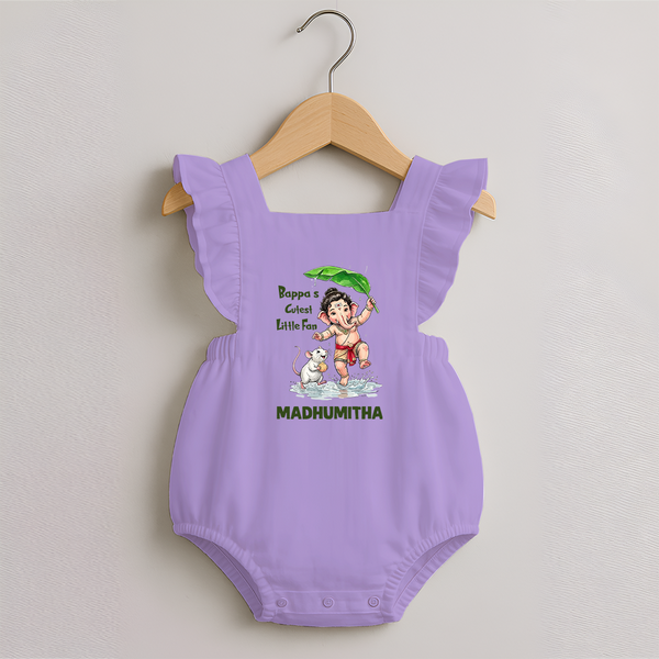 Bappa's Little Fan Ganesha Celebration Printed Romper Frock - LILAC - 0 - 3 Months Old (Chest 19")