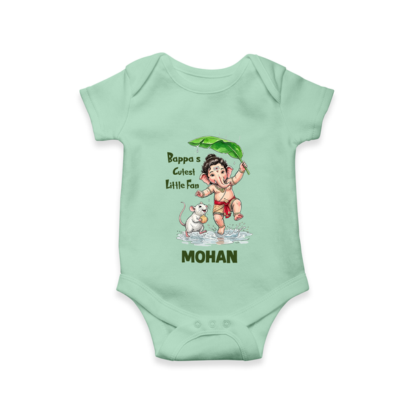 Bappa's Little Fan Ganesha Celebration Printed Romper - MINT GREEN - New Born (Chest 14")