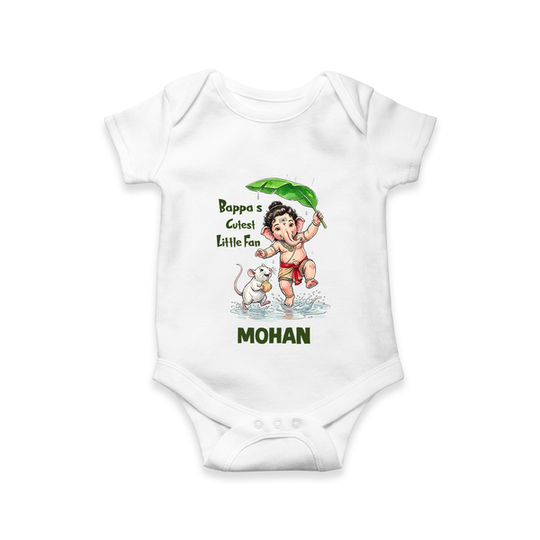 Bappa's Little Fan Ganesha Celebration Printed Romper - WHITE - New Born (Chest 14")