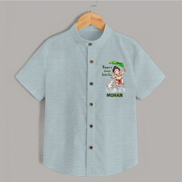 Bappa's Little Fan Ganesha Celebration Printed Shirt - ARCTIC BLUE - 0 - 6 Months Old (Chest 23")