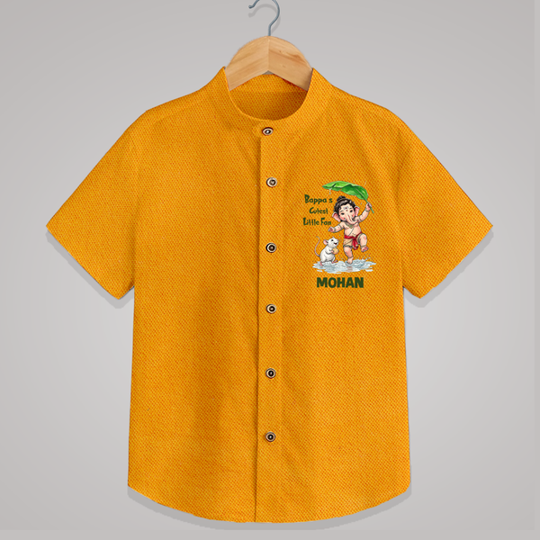 Bappa's Little Fan Ganesha Celebration Printed Shirt - CHROME YELLOW - 0 - 6 Months Old (Chest 23")