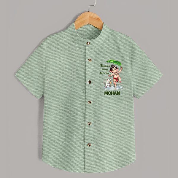 Bappa's Little Fan Ganesha Celebration Printed Shirt - MINT GREEN - 0 - 6 Months Old (Chest 23")