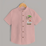 Bappa's Little Fan Ganesha Celebration Printed Shirt - PEACH - 0 - 6 Months Old (Chest 23")